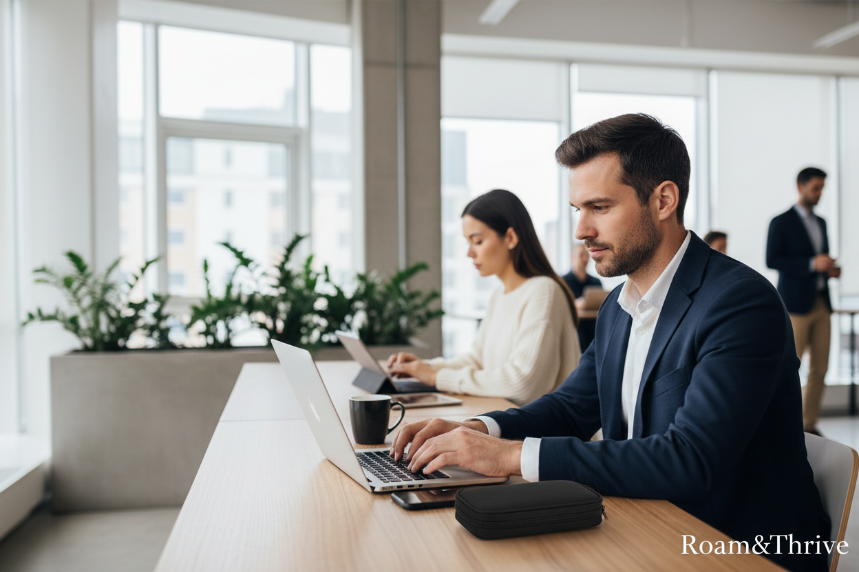 Business travelers and digital nomads lifestyle