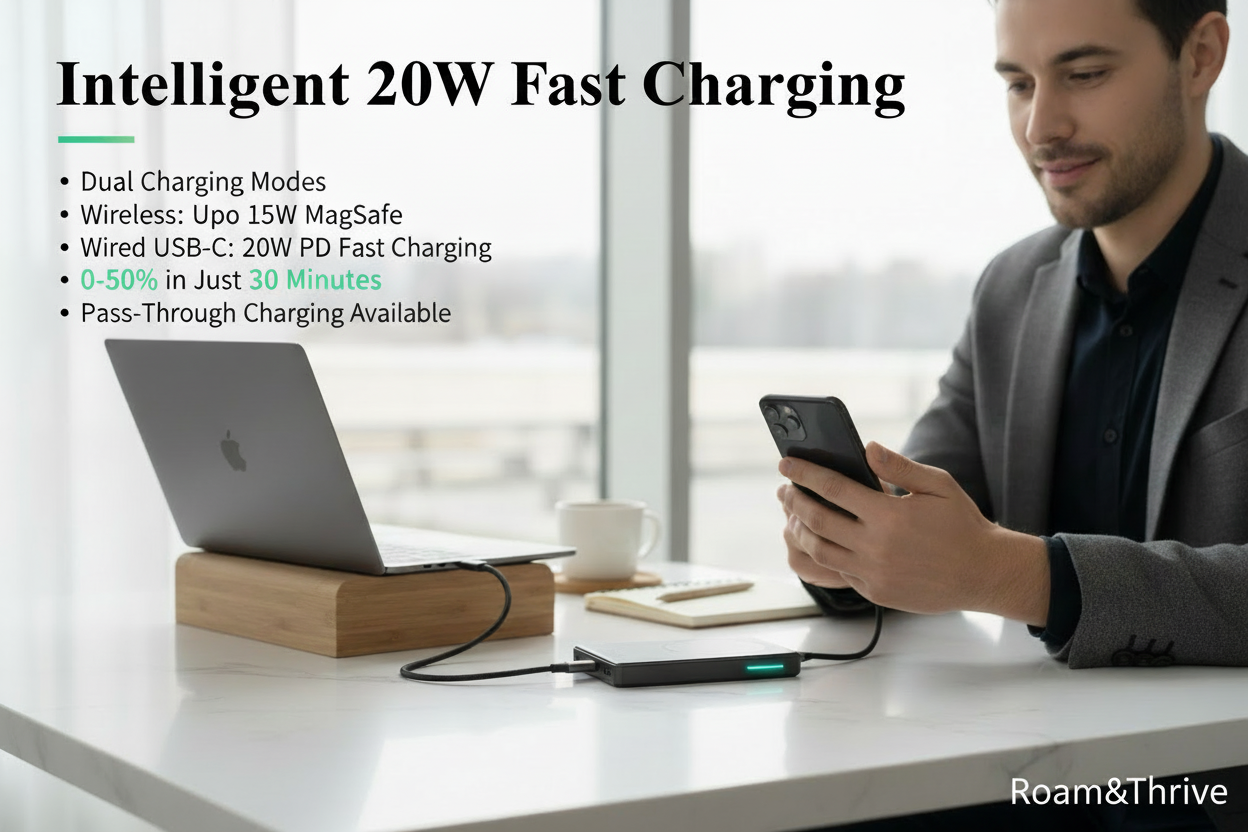 20W急速充電シーン - Roam&Thrive