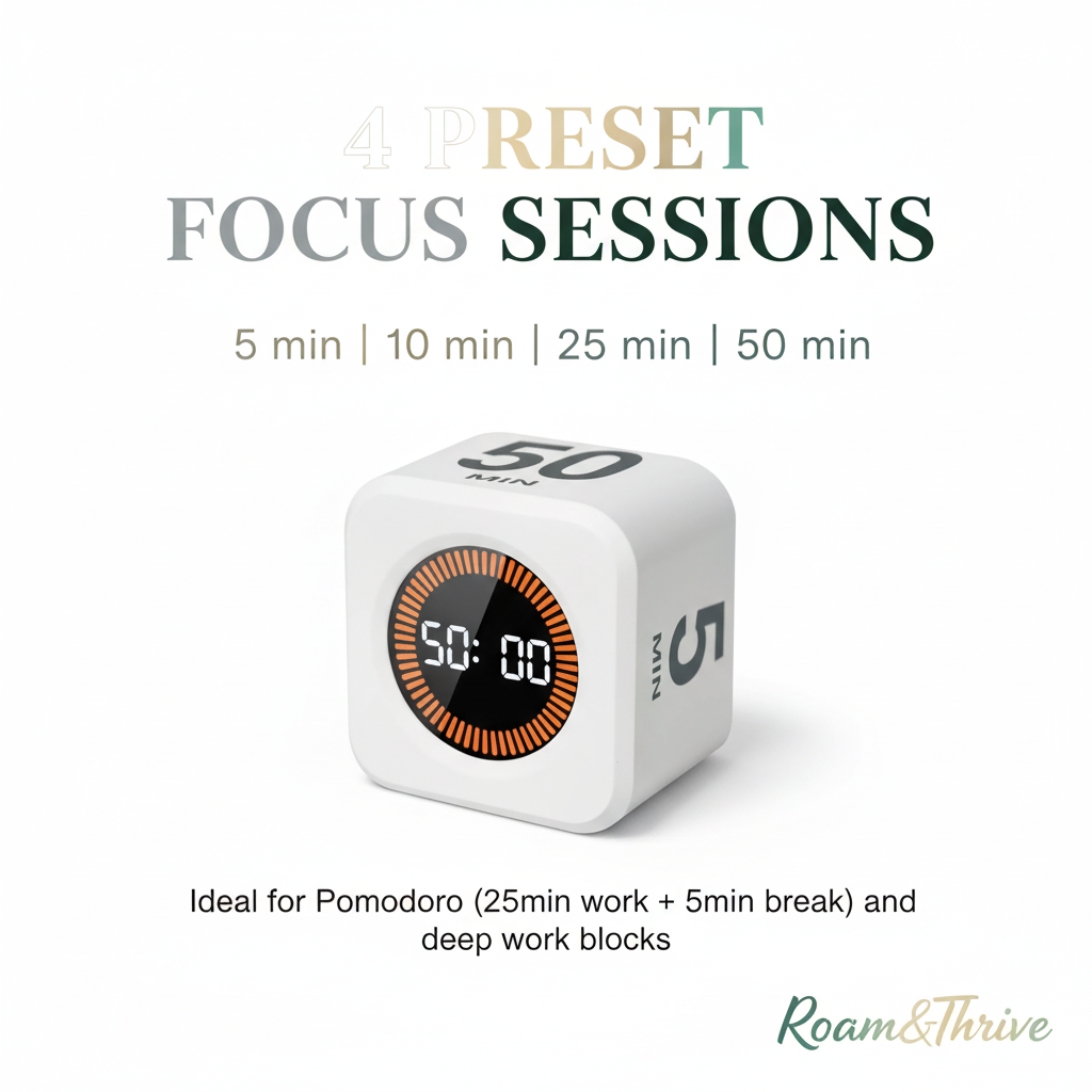 4 Preset Focus Sessions