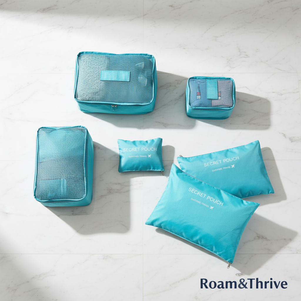 6-piece organizer set on marble floor - Roam&Thrive