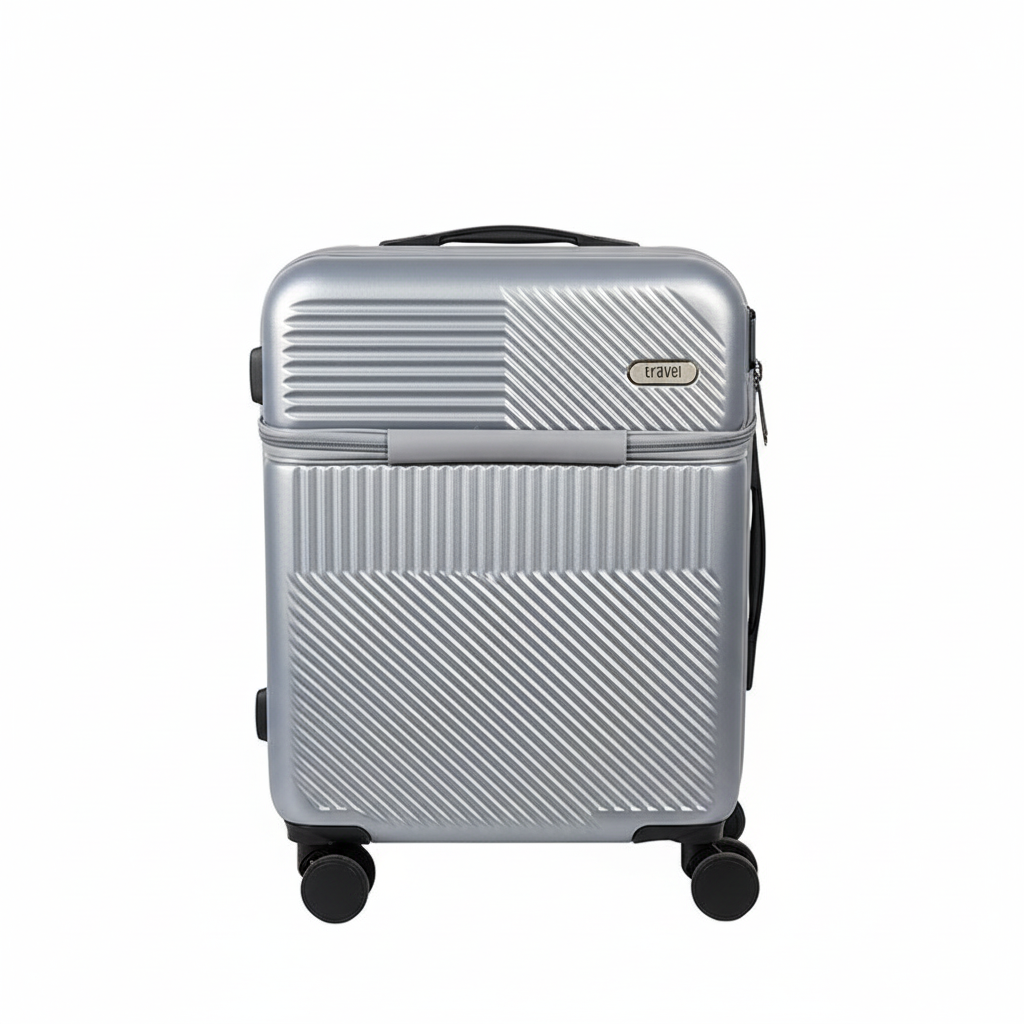 正面撮影・影なしのシルバースーツケース