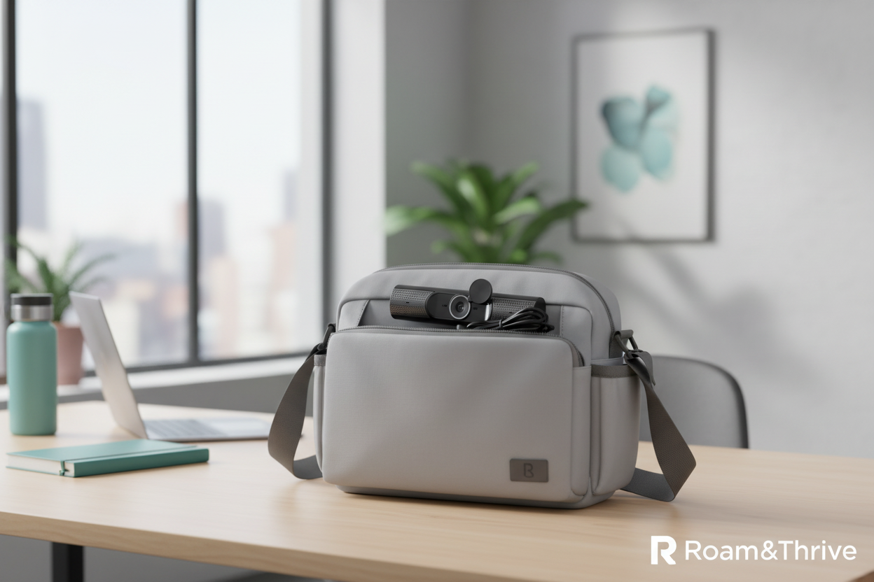 明るいグレーのカバン収納シーン