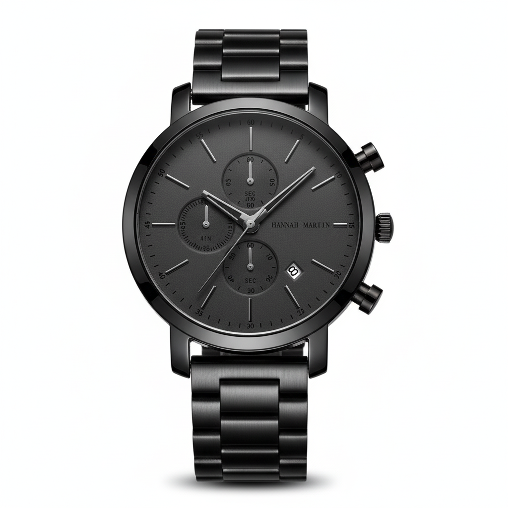 黒いクロノグラフウォッチ - 白背景