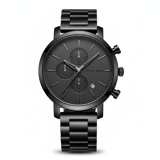 黒いクロノグラフウォッチ - 白背景