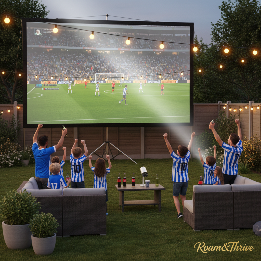 ガーデンで大画面サッカー観戦