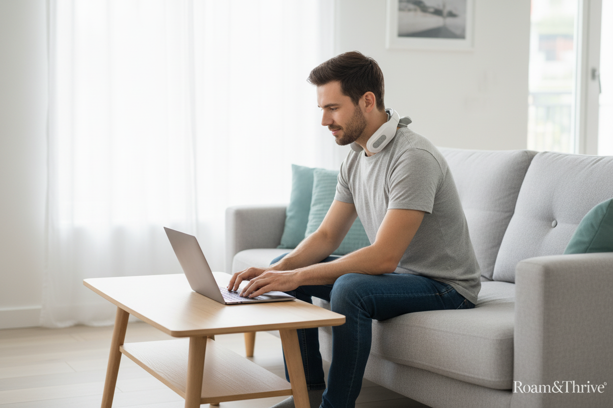 作業中リラックスシーン - ネックマッサージャー