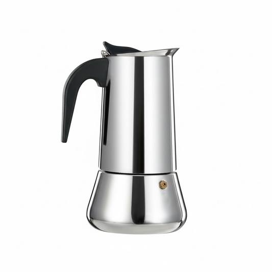 ステンレス製モカポット - 白背景