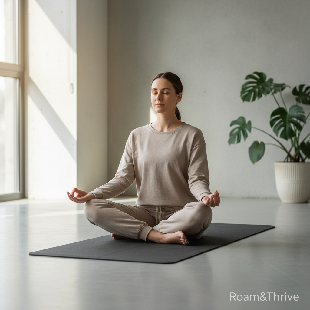 ヨガマット瞑想シーン