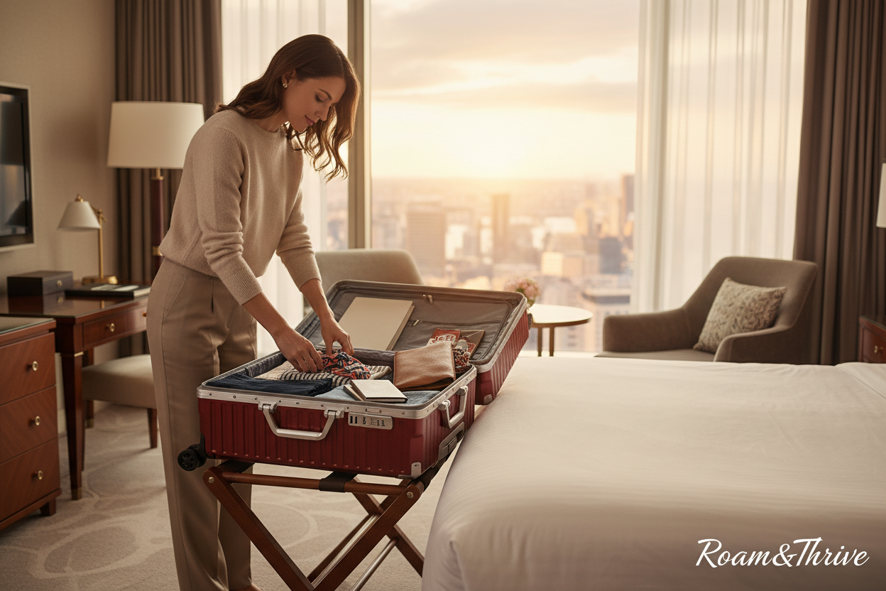 ラグジュアリーホテルでの荷造り