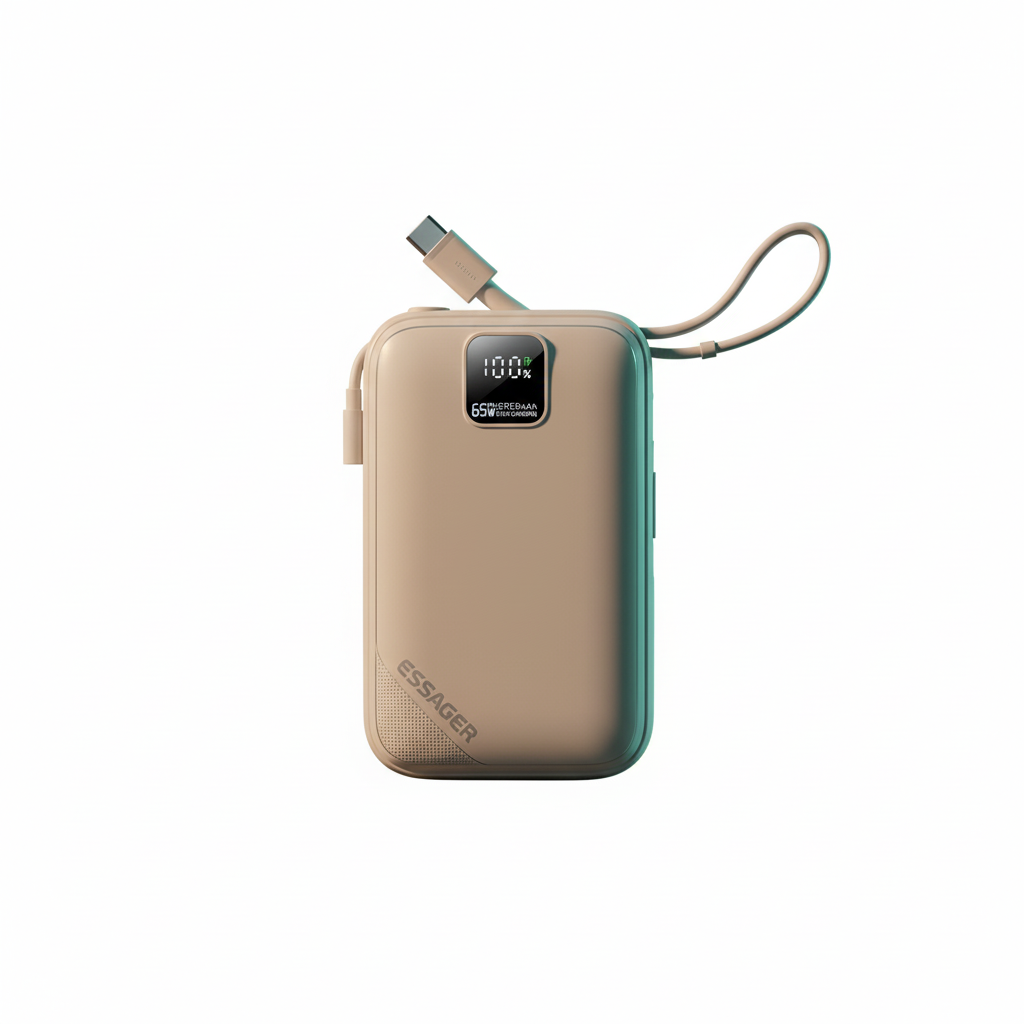 ポータブル充電器 ベージュ - 白背景商品画像