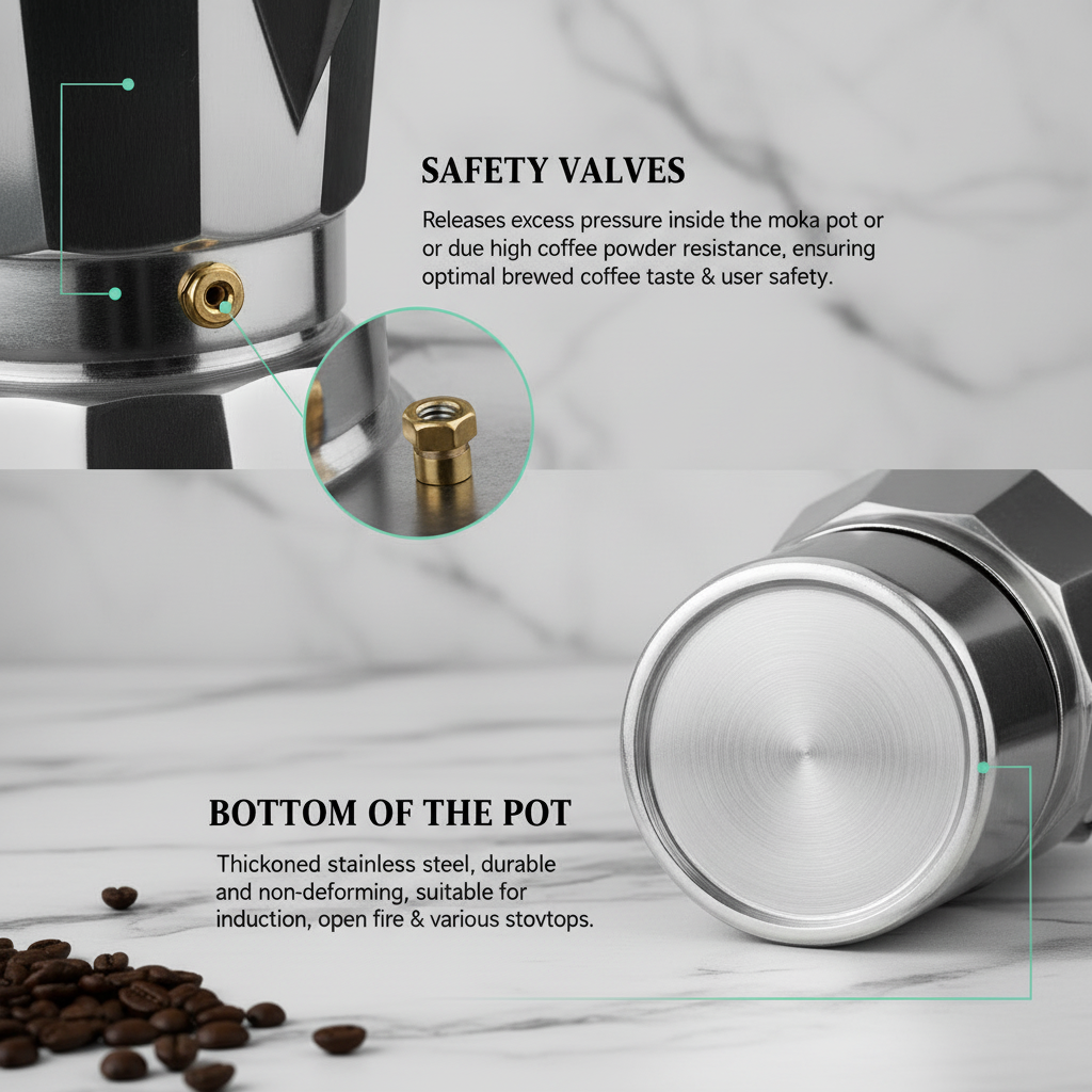 セーフティバルブ&ボトム詳細 - 白大理石背景