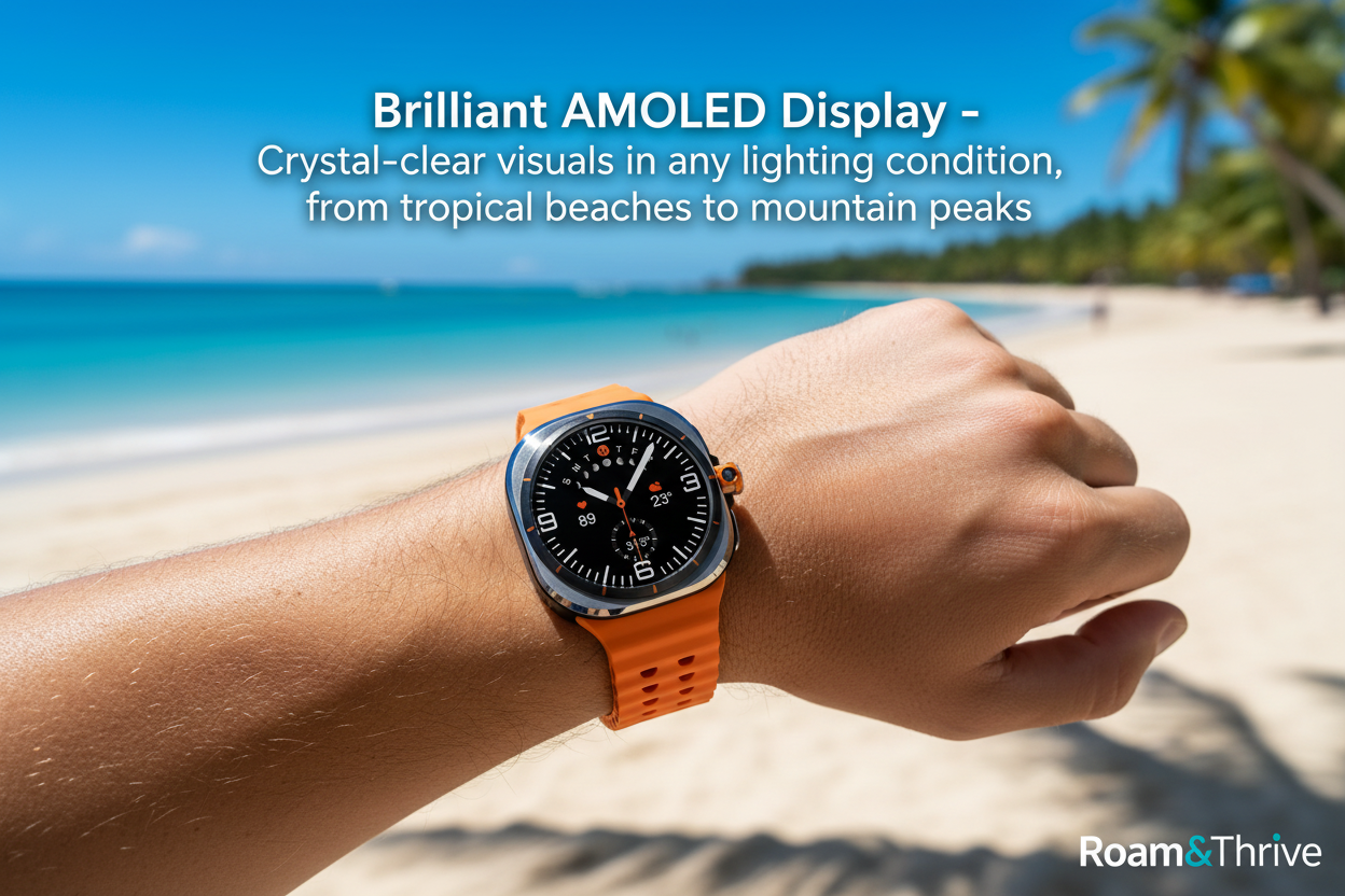 真夏のビーチでのAMOLEDディスプレイ