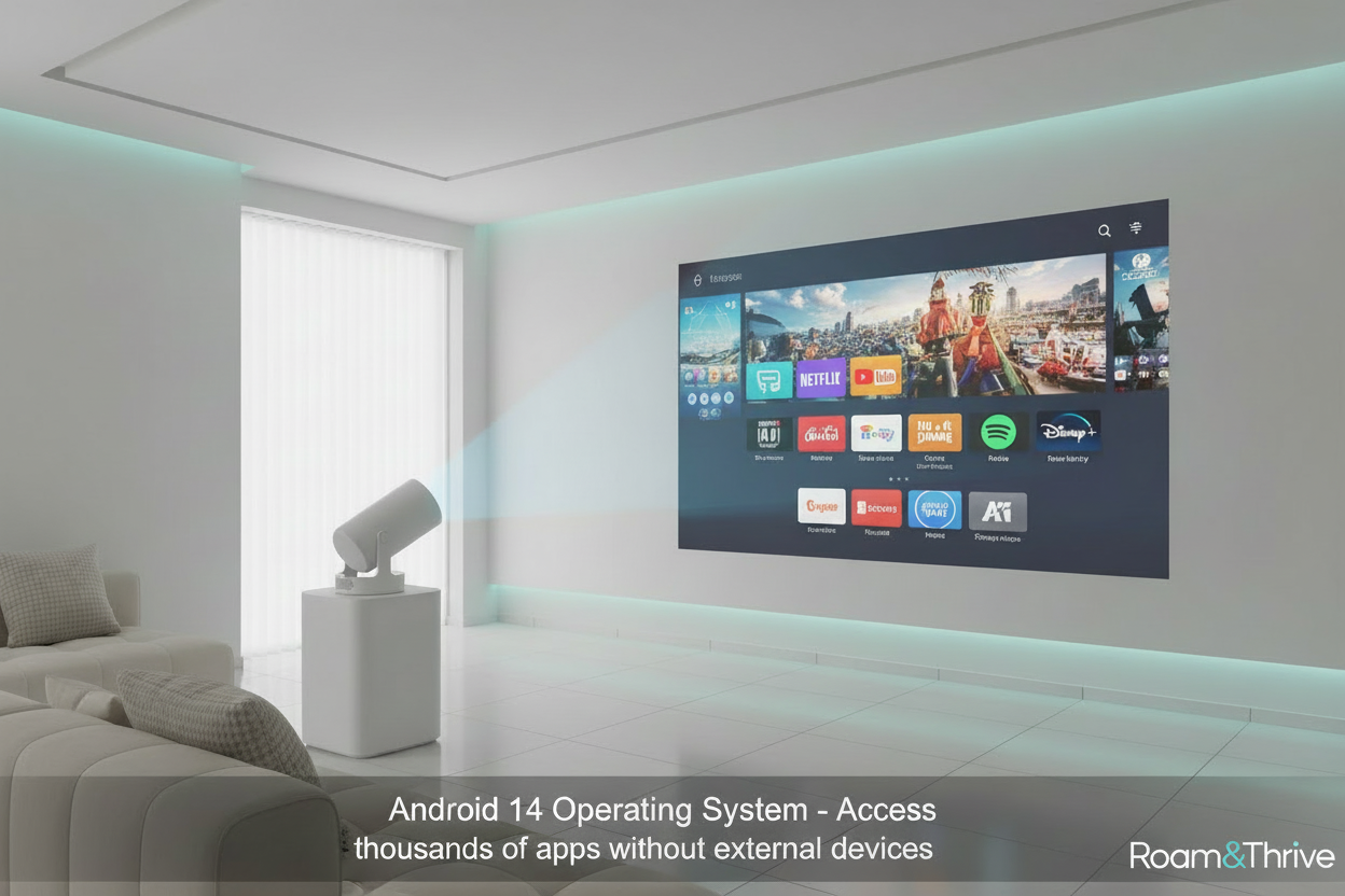 Android 14 with Roam&Thrive logo