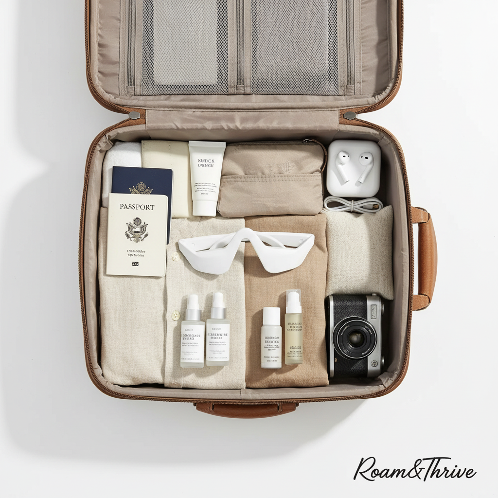 Compact eye massager in travel bag