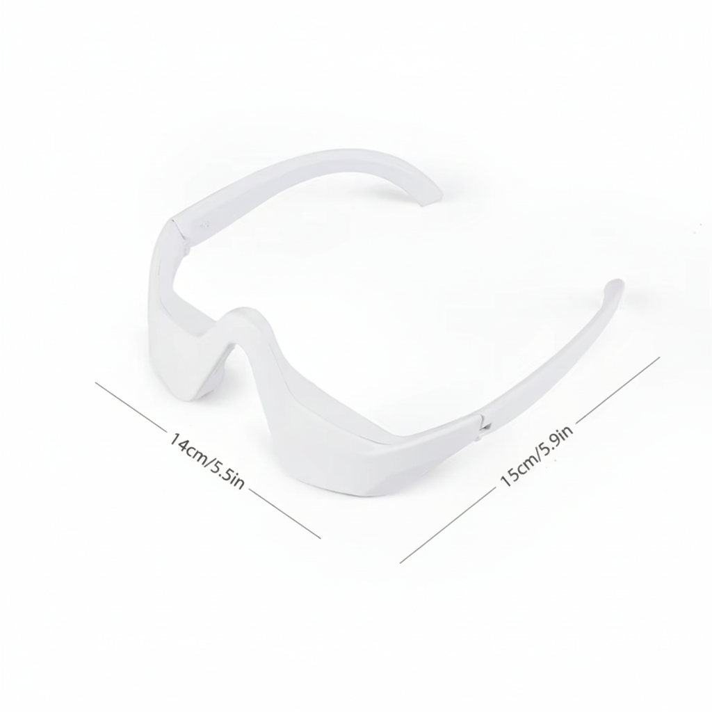 Eye massager with dimensions on white background