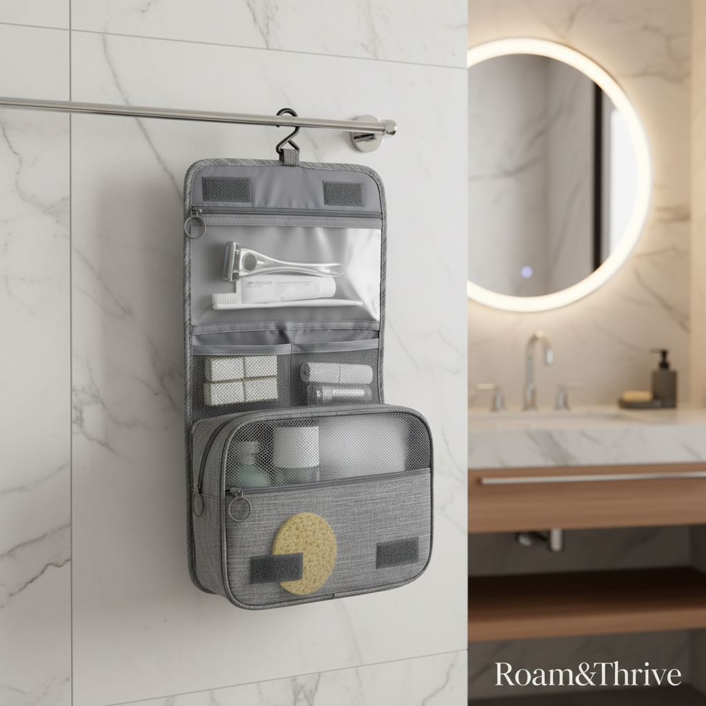 Hotel bathroom hanging organizer - square