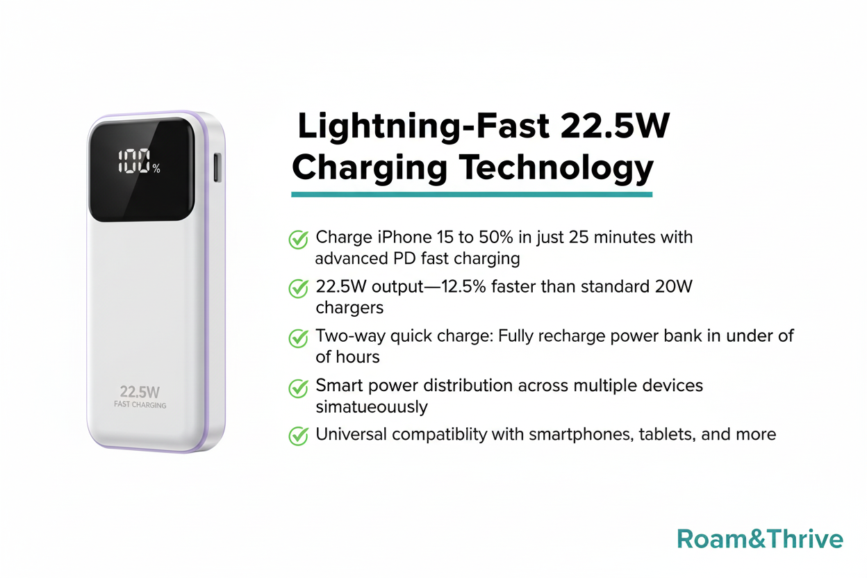 Lightning-Fast 22.5W Charging - Roam&Thrive