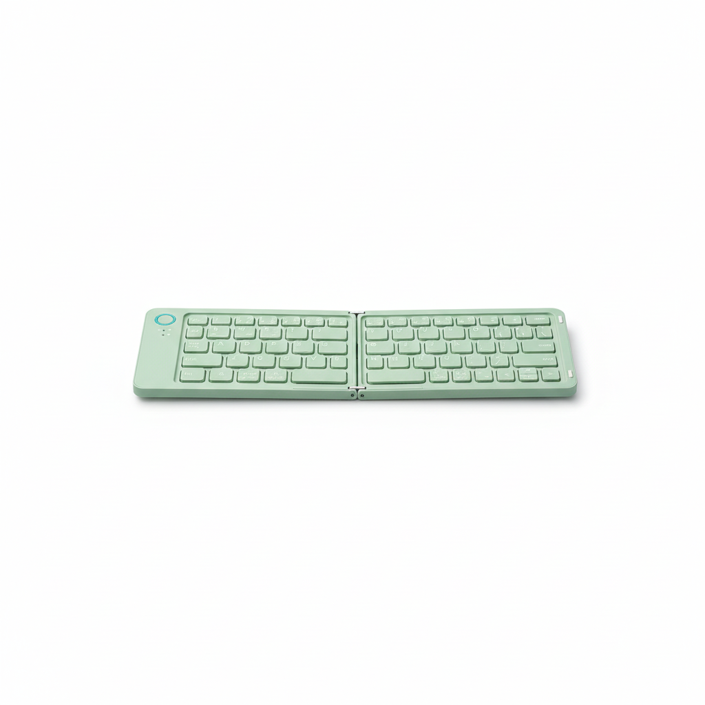 Mint green keyboard on white background