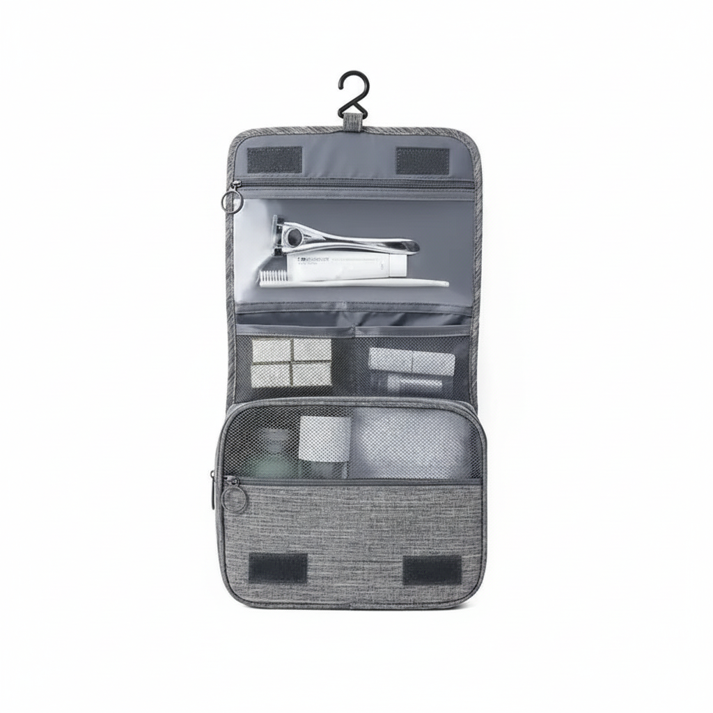 Open hanging toiletry organizer