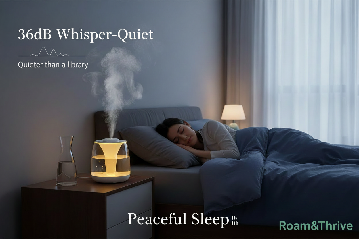 静音機能画像 - Roam&Thriveロゴ付き