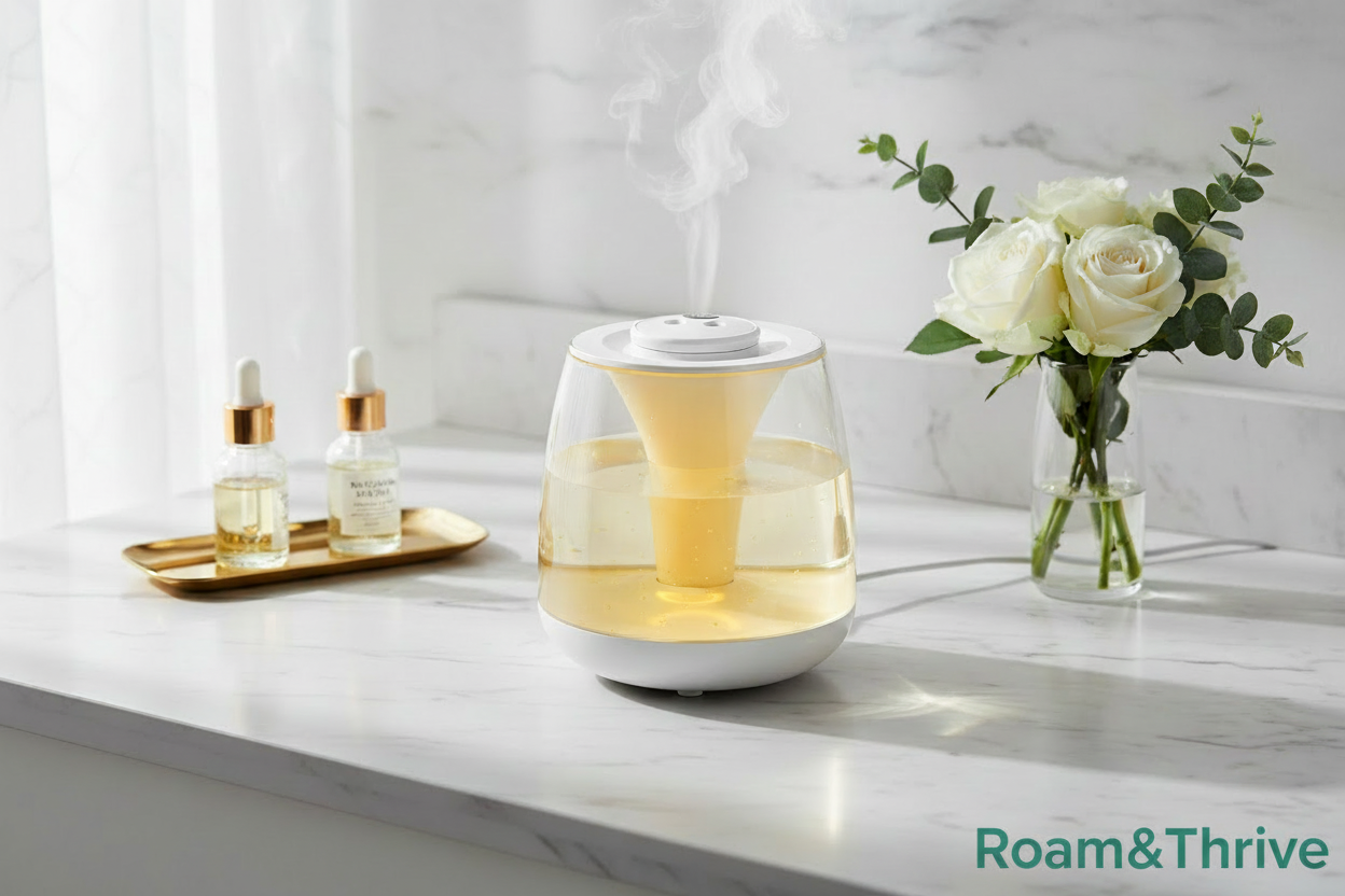 マーブルカウンター画像 - Roam&Thriveロゴ付き