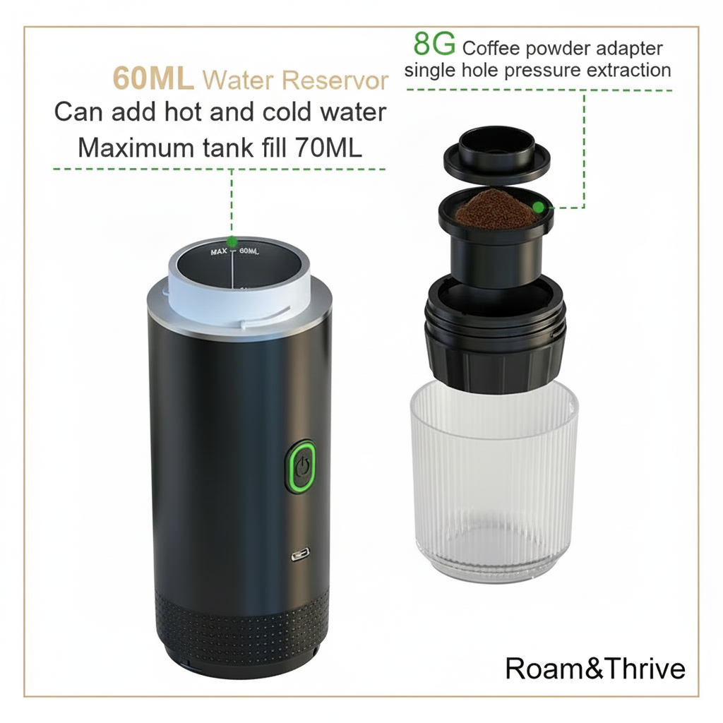 ウォータータンク&アダプター - 白背景 Roam&Thrive