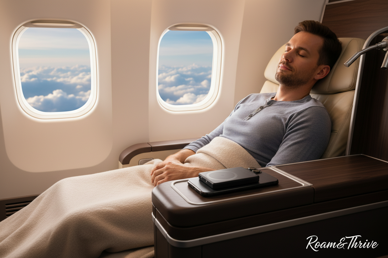 機内での充電シーン - Roam&Thrive