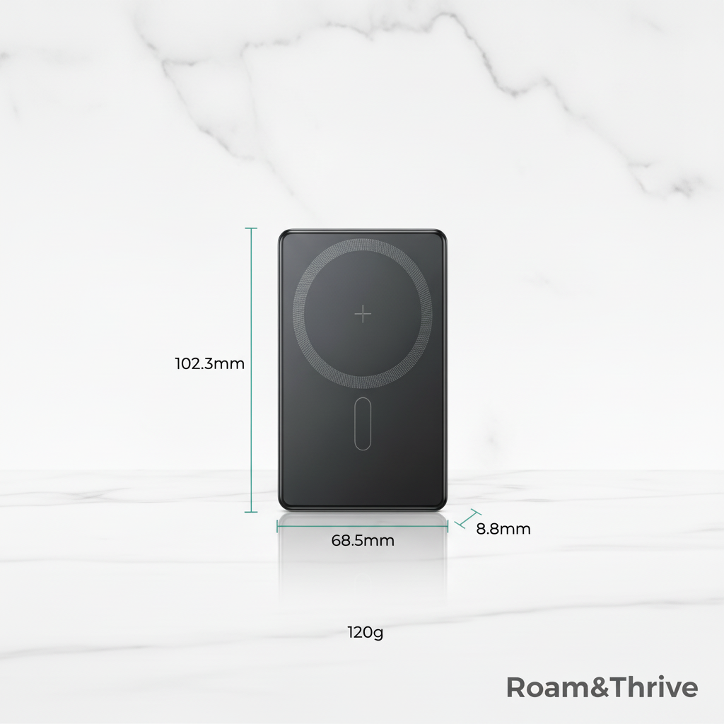 パワーバンク寸法図 - Roam&Thrive