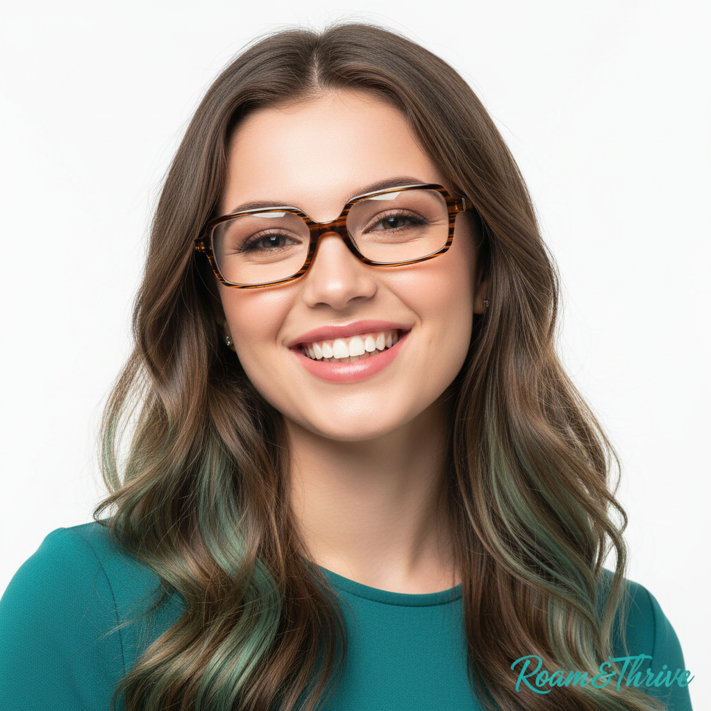 Vibrant Woman Wearing Tortoiseshell Eyeglasses